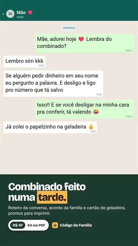 Conversa com a mãe repetindo o combinado