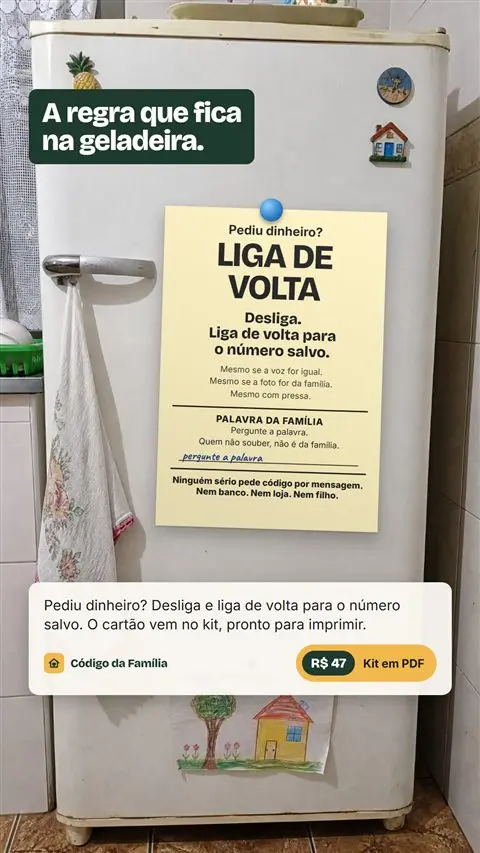 Cartão Liga de Volta na geladeira, formato story