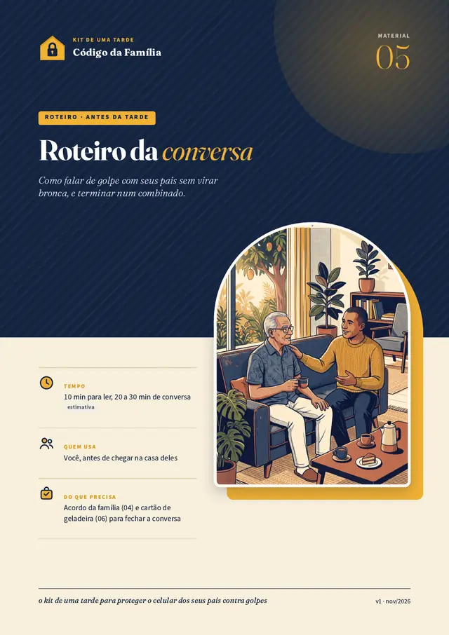 Página do kit: Roteiro da conversa